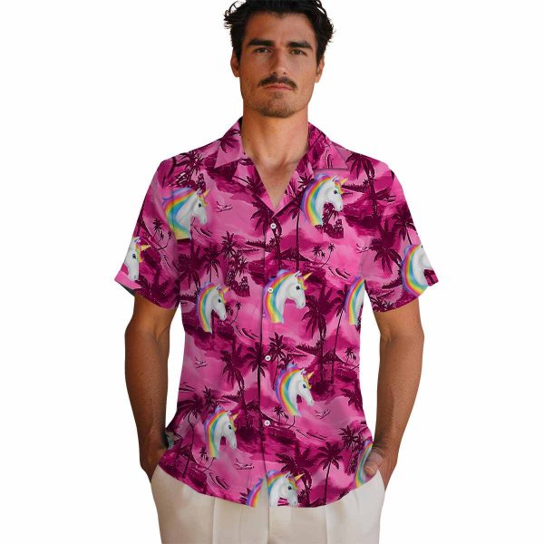 Unicorn Coastal Palms Hawaiian Shirt High quality