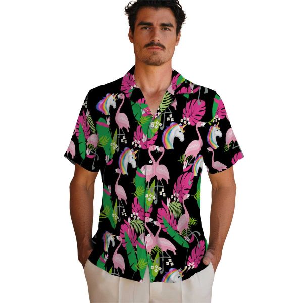 Unicorn Flamingo Foliage Hawaiian Shirt High quality