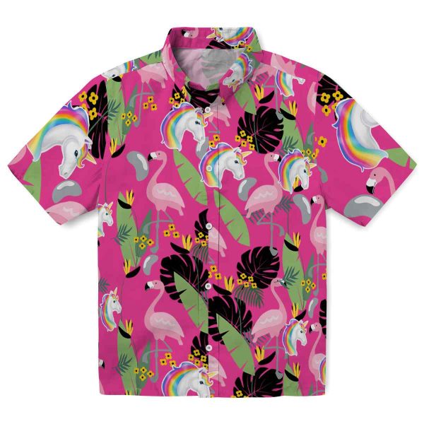 Unicorn Flamingo Leaves Hawaiian Shirt Best selling