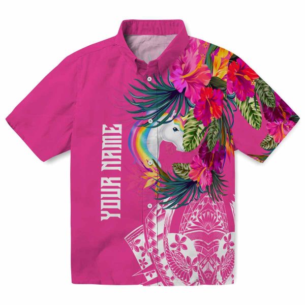 Unicorn Floral Polynesian Hawaiian Shirt Best selling