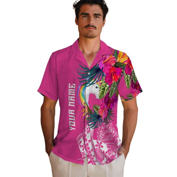 Unicorn Floral Polynesian Hawaiian Shirt High quality