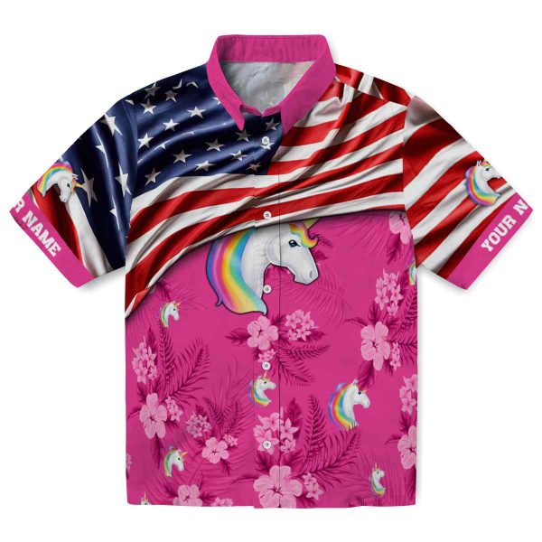 Unicorn US Flag Hibiscus Hawaiian Shirt Best selling