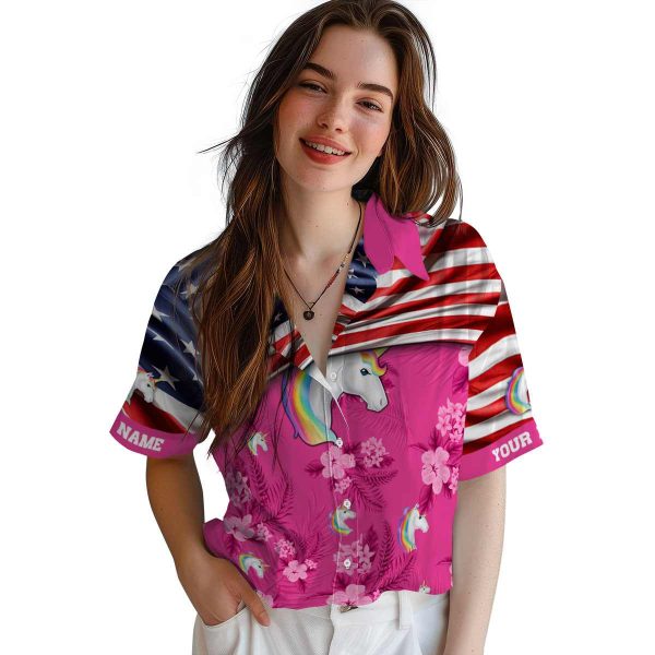 Unicorn US Flag Hibiscus Hawaiian Shirt Trendy