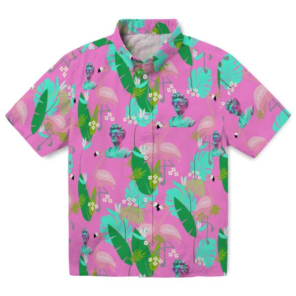 Vaporwave Flamingo Foliage Hawaiian Shirt Best selling