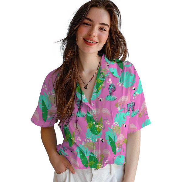 Vaporwave Flamingo Foliage Hawaiian Shirt Trendy