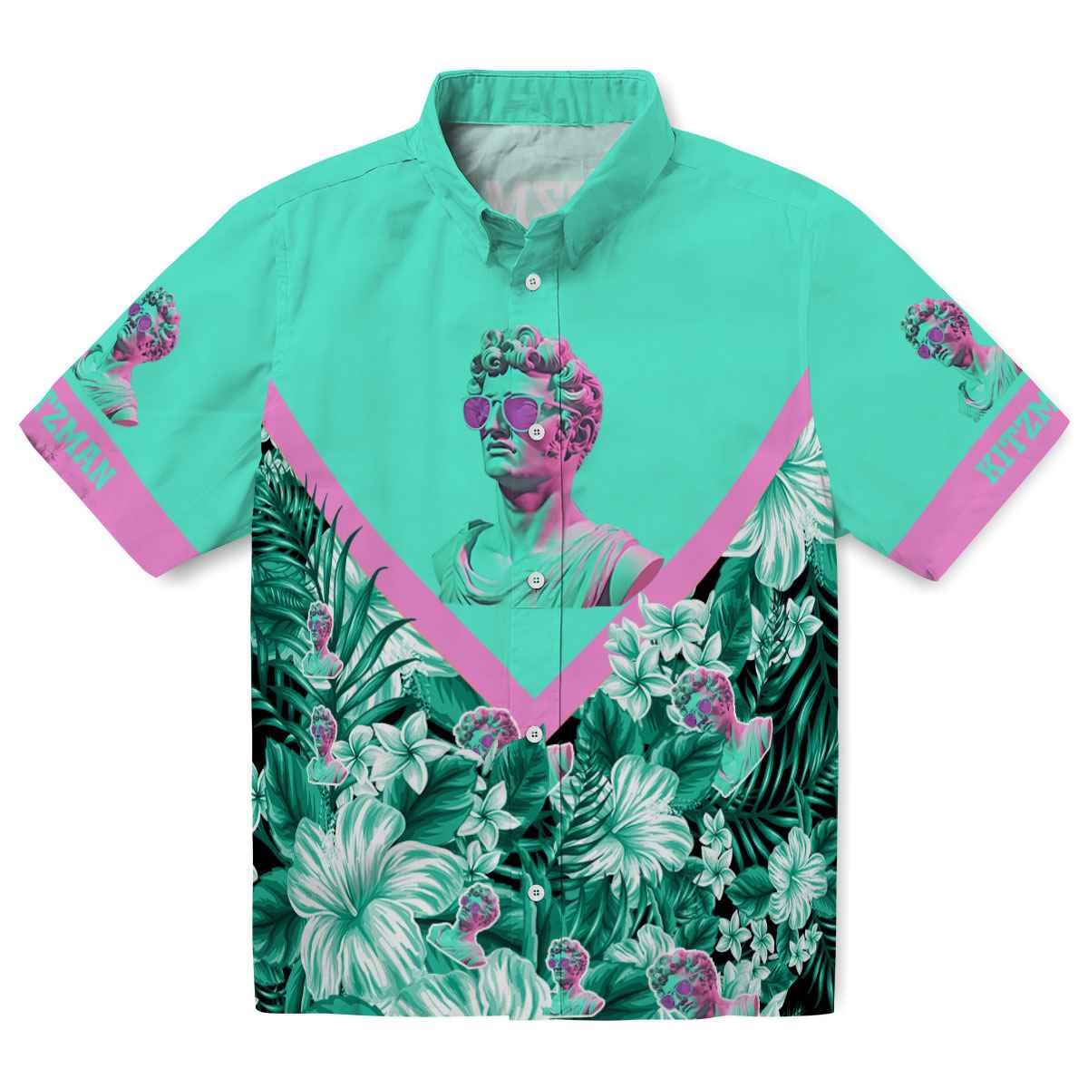 Vaporwave Floral Chevron Hawaiian Shirt Best selling