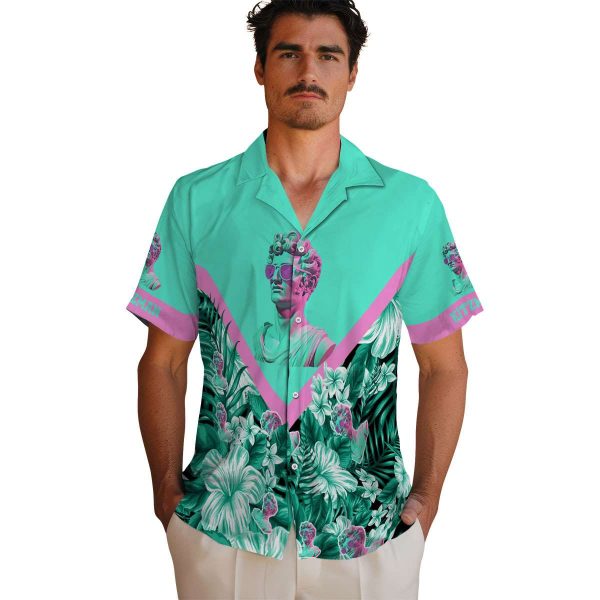 Vaporwave Floral Chevron Hawaiian Shirt High quality