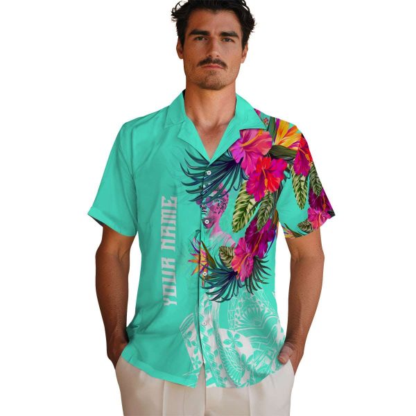 Vaporwave Floral Polynesian Hawaiian Shirt High quality