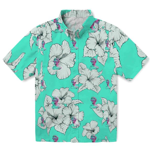 Vaporwave Hibiscus Blooms Hawaiian Shirt Best selling