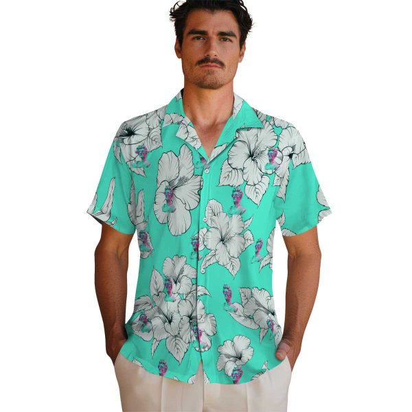 Vaporwave Hibiscus Blooms Hawaiian Shirt High quality