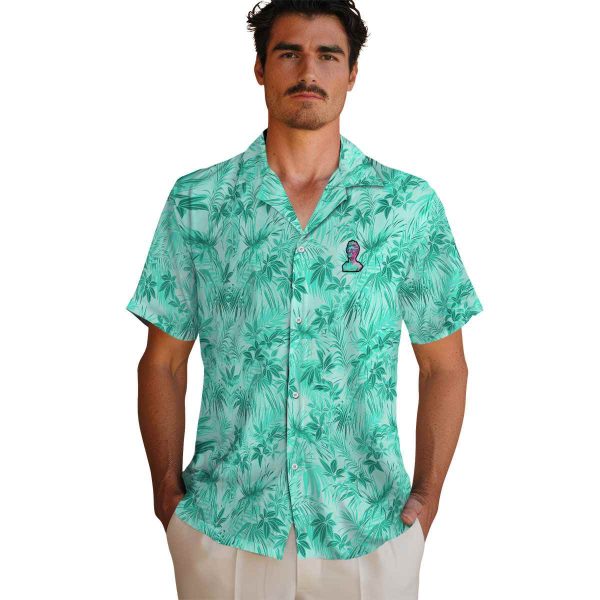 Vaporwave Leafy Pattern Hawaiian Shirt High quality