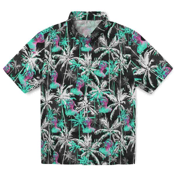 Vaporwave Palm Pattern Hawaiian Shirt Best selling