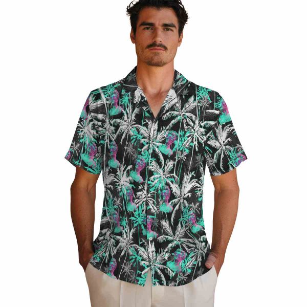 Vaporwave Palm Pattern Hawaiian Shirt High quality