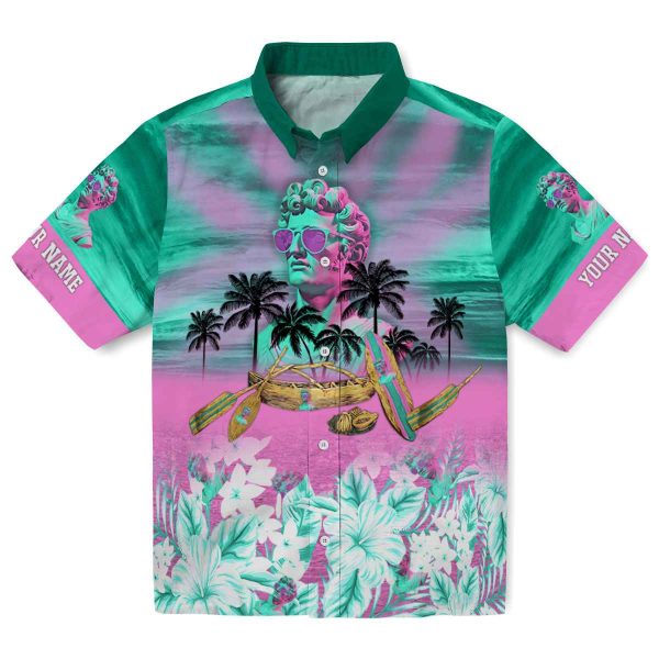 Vaporwave Tropical Canoe Hawaiian Shirt Best selling