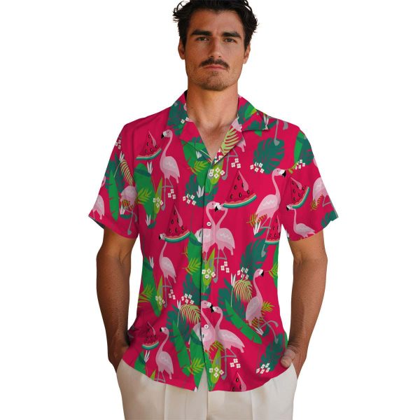 Watermelon Flamingo Foliage Hawaiian Shirt High quality