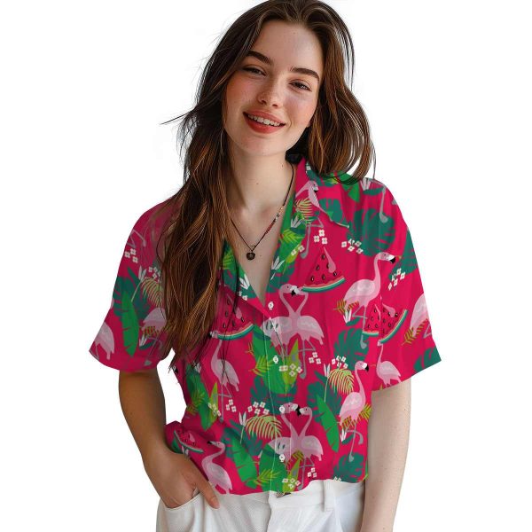 Watermelon Flamingo Foliage Hawaiian Shirt Trendy