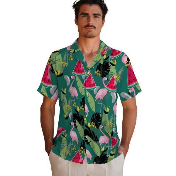 Watermelon Flamingo Leaves Hawaiian Shirt High quality