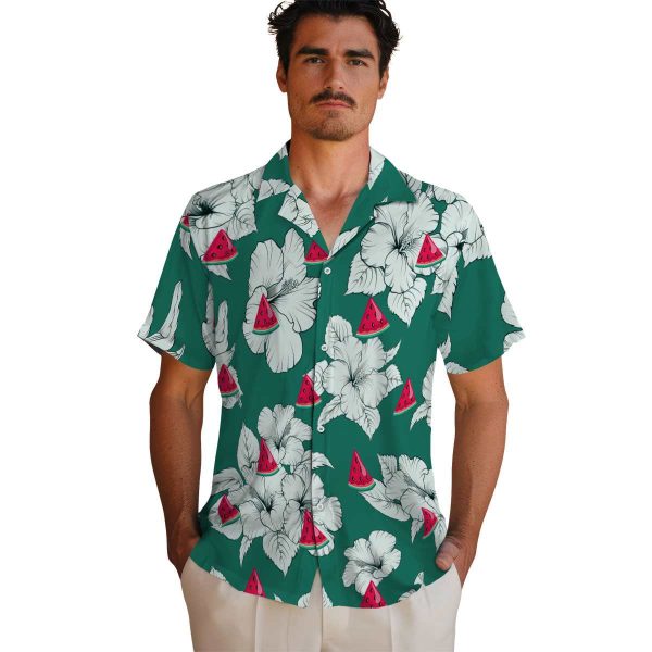 Watermelon Hibiscus Blooms Hawaiian Shirt High quality