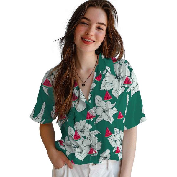 Watermelon Hibiscus Blooms Hawaiian Shirt Trendy