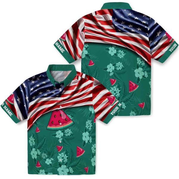 Watermelon US Flag Hibiscus Hawaiian Shirt Latest Model