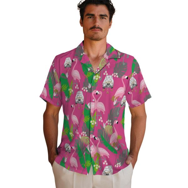 Wedding Flamingo Foliage Hawaiian Shirt High quality