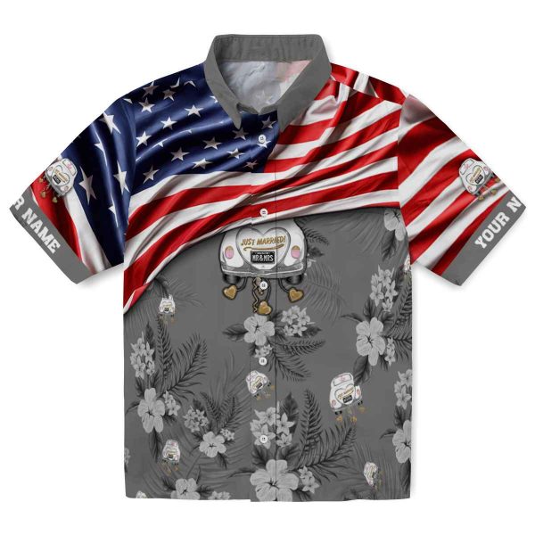 Wedding US Flag Hibiscus Hawaiian Shirt Best selling