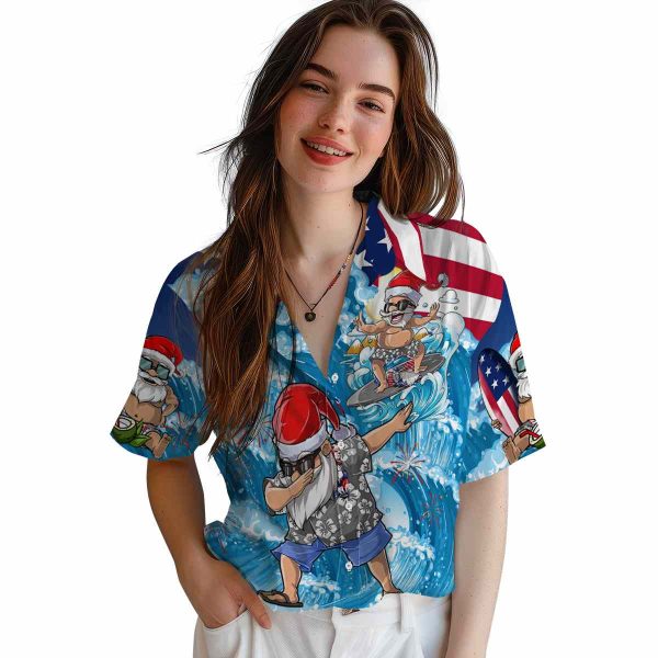 4th Of July Surfing Santa Hawaiian Shirt Trendy