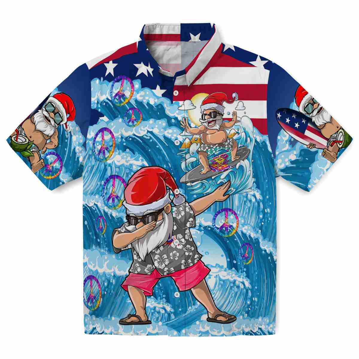 60s Surfing Santa Hawaiian Shirt Best selling