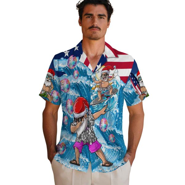 70s Surfing Santa Hawaiian Shirt High quality