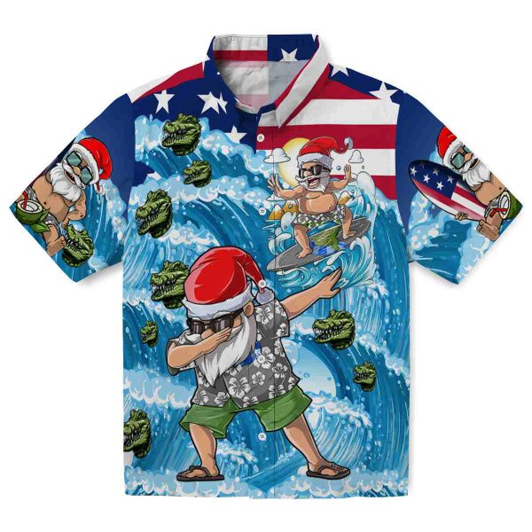 Alligator Surfing Santa Hawaiian Shirt Best selling