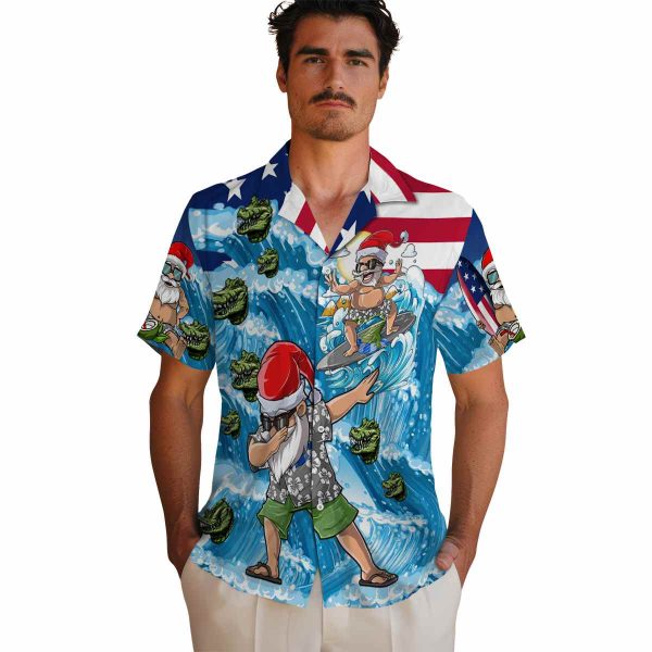 Alligator Surfing Santa Hawaiian Shirt High quality