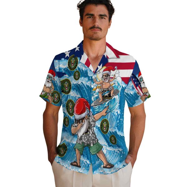 Army Surfing Santa Hawaiian Shirt High quality