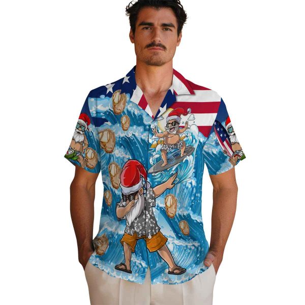 Baseball Surfing Santa Hawaiian Shirt High quality