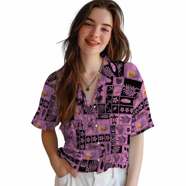 Coral Tropical Patchwork Hawaiian Shirt Trendy