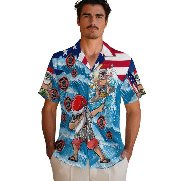 Firefighter Surfing Santa Hawaiian Shirt High quality