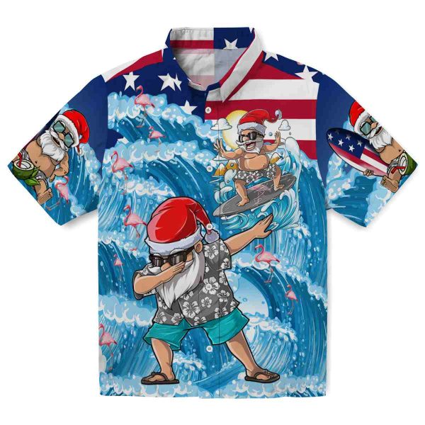 Flamingo Surfing Santa Hawaiian Shirt Best selling