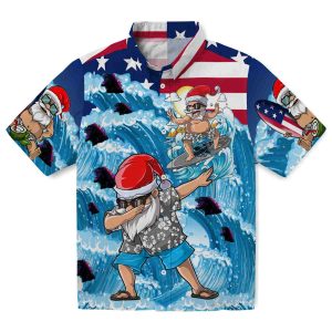 Godzilla Surfing Santa Hawaiian Shirt Best selling