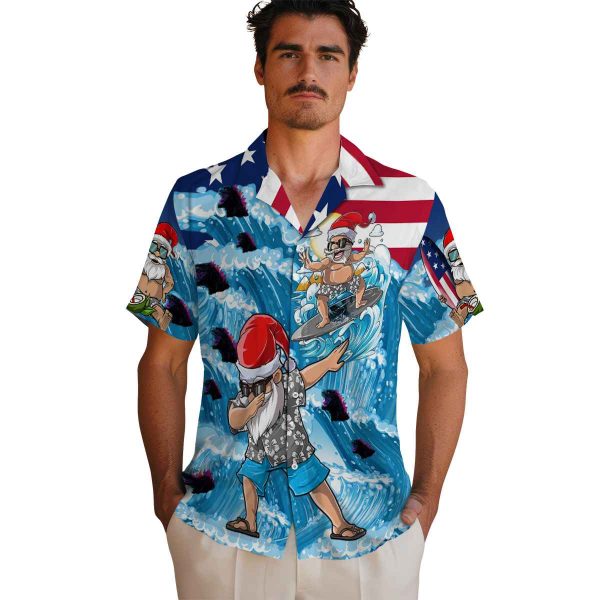 Godzilla Surfing Santa Hawaiian Shirt High quality