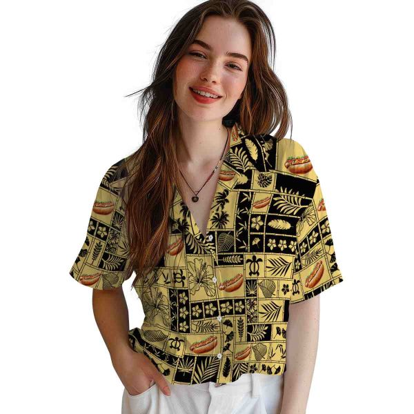 Hot Dog Tropical Patchwork Hawaiian Shirt Trendy