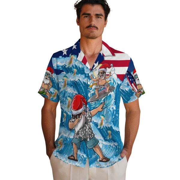 Jellyfish Surfing Santa Hawaiian Shirt High quality