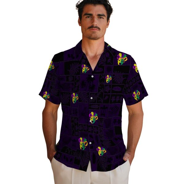 Mardi Gras Tropical Patchwork Hawaiian Shirt High quality