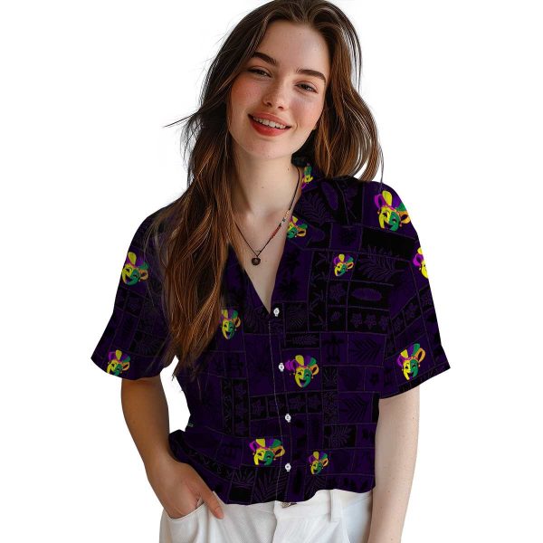 Mardi Gras Tropical Patchwork Hawaiian Shirt Trendy