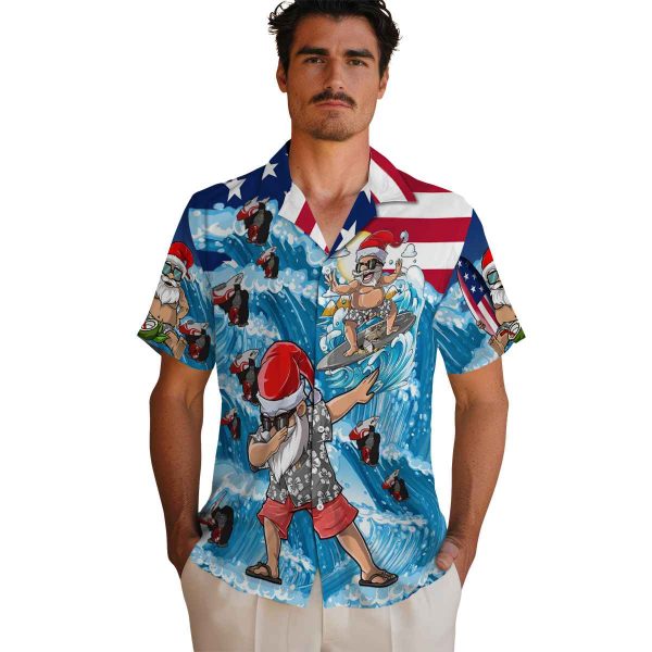 Monkey Surfing Santa Hawaiian Shirt High quality