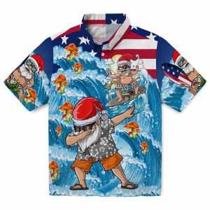 Mushroom Surfing Santa Hawaiian Shirt Best selling