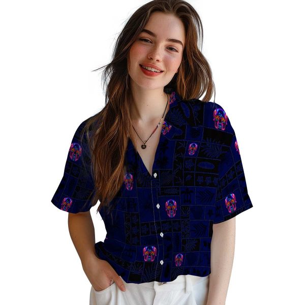 Neon Tropical Patchwork Hawaiian Shirt Trendy