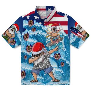 Patriotic Surfing Santa Hawaiian Shirt Best selling