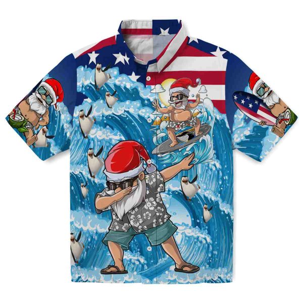 Penguin Surfing Santa Hawaiian Shirt Best selling