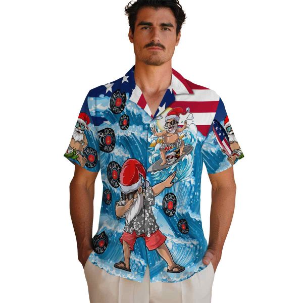 Rock And Roll Surfing Santa Hawaiian Shirt High quality