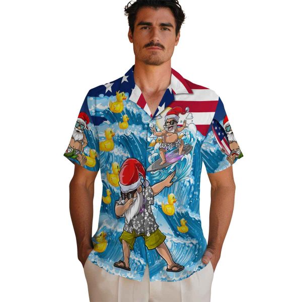 Rubber Duck Surfing Santa Hawaiian Shirt High quality