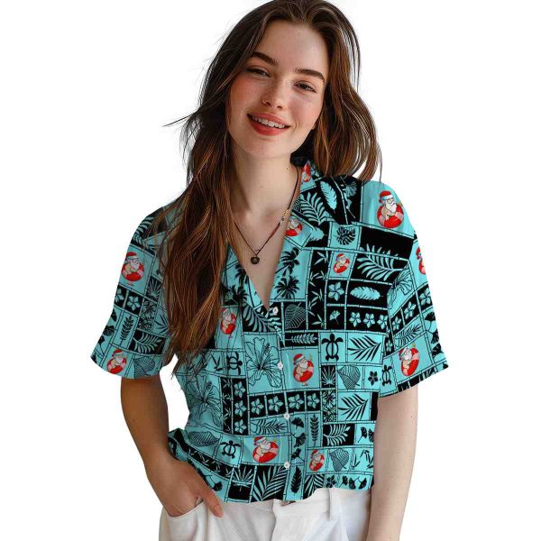 Santa Tropical Patchwork Hawaiian Shirt Trendy